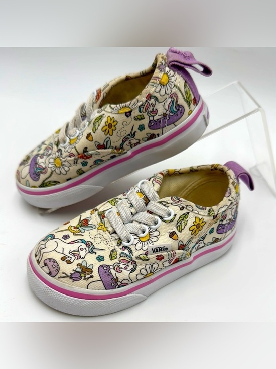 Vans Other - VANS Girls Authentic Skate Shoes Unicorn & Fairy
Print White/Pink Size 6